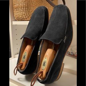 Jimmy Choo Navy Suede Shoes Loafers Slip Ons